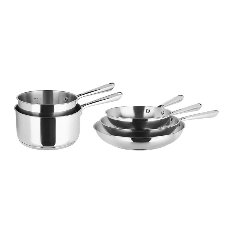 Sitram 717376 Cookware Set 5 Pieces 100% Stainless Steel – Without Non-Stick Coating, Healthy Cooking Guaranteed – 2 Saucepans Diameter 18.20 cm, 3 Frying Pans Diameter 20.24.5 cm – Riveted Stainless - Image 1