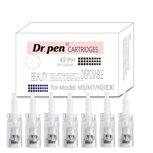 42 Pins Replacement Cartridges for Dr. Pen M5 M7 N2 E30 – Hygienic Single-Use Beauty Cartridges for Smooth, Even and Balanced-Looking Skin, Weekly Care Set for Convenient Home Use (42 Pin, 7 Pack)
