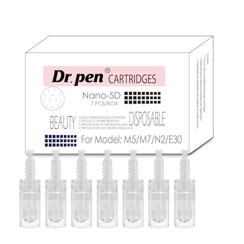 Nano 5D Replacement Cartridges for Dr. Pen M5 M7 N2 E30 – 5D Nano Beauty Cartridges, Hygienic Single-Use Tips for Radiant and Balanced-Looking Skin, Weekly Care Set for Home Use (Nano 5D, 7 Pack)
