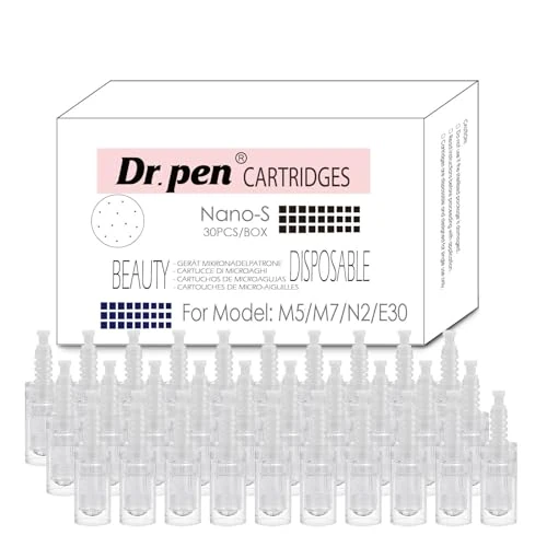 Nano S Replacement Cartridges for Dr. Pen M5 M7 N2 E30 – Square Nano Beauty Cartridges, Hygienic Single-Use for Refined-Looking Skin, Monthly Care Set for Home or Studio Use (Nano S, 30 Pack)