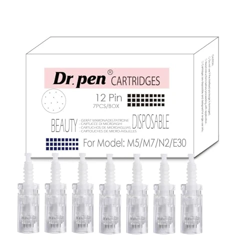 12 Pins Replacement Cartridges for Dr. Pen M5 M7 N2 E30 – Original Single-Use Beauty Tool Tips, Hygienic Disposable Cartridges for Smooth, Radiant-Looking Skin Care Routine (12 Pin, 7 Pack)
