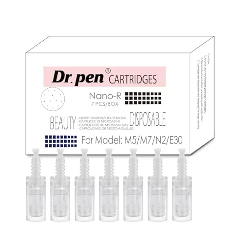 Nano R Replacement Cartridges for Dr. Pen M5 M7 N2 E30 – Gentle Single-Use Nano Beauty Cartridges, Hygienic for Smooth and Refreshed-Looking Skin, Weekly Care Set for Home Use (Nano R, 7 Pack)
