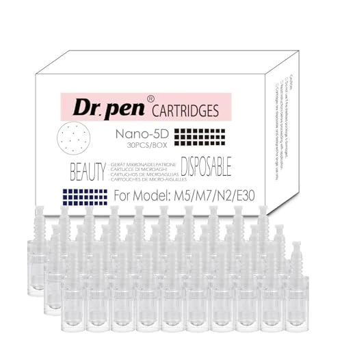 Nano 5D Replacement Cartridges for Dr. Pen M5 M7 N2 E30 – 5D Nano Beauty Cartridges, Hygienic Single-Use Tips for Polished-Looking Skin, Monthly Care Set for Home or Studio Use (Nano 5D, 30 Pack)