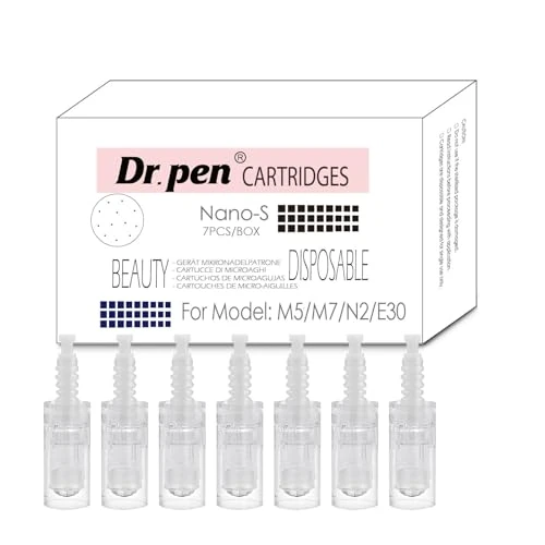 Nano S Replacement Cartridges for Dr. Pen M5 M7 N2 E30 – Square Nano Beauty Cartridges, Hygienic Single-Use Tips for Even and Polished-Looking Skin, Weekly Care Set for Home Use (Nano S, 7 Pack)