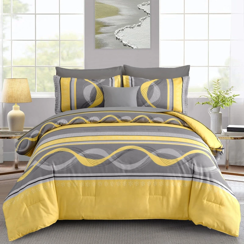 Anibedding Yellow Comforter Set California King - 8 Piece Bedding
