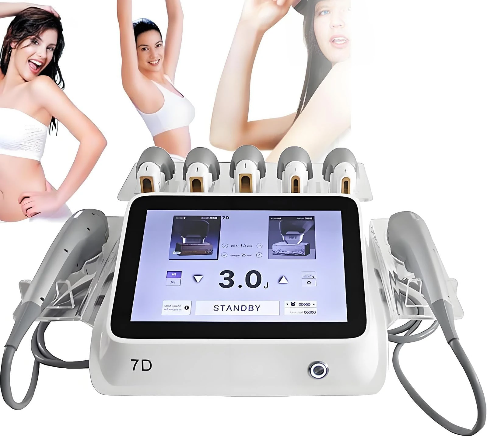 7-in-1 Multi-Purpose Skin Care Device Anti-Wrinkle Face Lift & Skin Tightening Machine for Facial Rejuvenation & Body Slimming (1.5-13mm, 7 Cartridges)