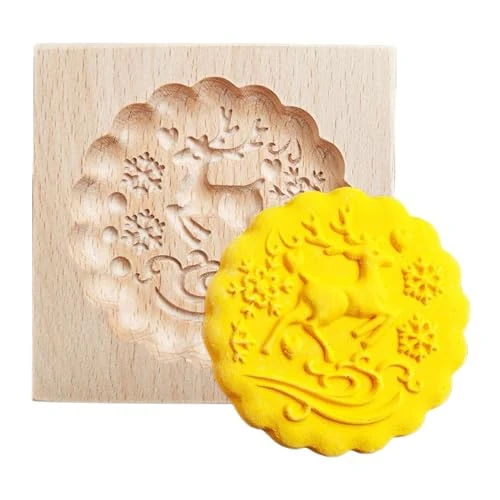 Cookie Molds,Wooden Non-Stick Kitchen Gadgets - Carved Christmas Cookie Cutter Baking Tools | for Holiday Party Shortbread Cake Dessert Treat Home Kitchen Restaurant