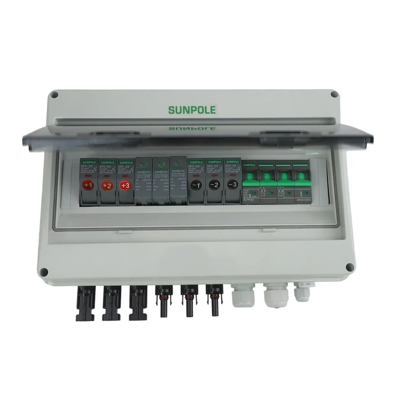 MoSundi 3 in 1 Out 1000V DC PV Combiner Box IP65 Waterproof Outdoor Electrical Junction for Solar Panel Protection with MCB SPD Fuses, Grey - Image 1