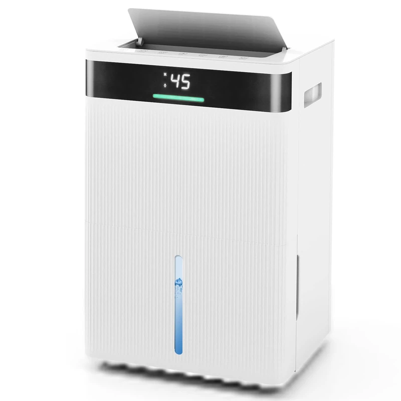 HOMFME 30L/Day Home Dehumidifier, Electric Dehumidifier with 3 Modes, 3-Color LED, 2 Speed, 24H Timer, LED Display, Sleep Mode, 5.5L Water Tank & Continuous Drainage (30L/Day, Single LED Display)