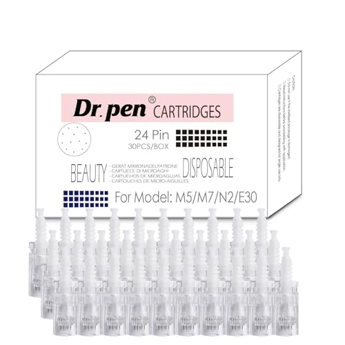 24 Pins Replacement Cartridges for Dr. Pen M5 M7 N2 E30 – Balanced Single-Use Beauty Hygienic Cartridges,for Smooth and Polished-Skin, Monthly Care Set for Home Daily Routine (24 Pin, 30 Pack)