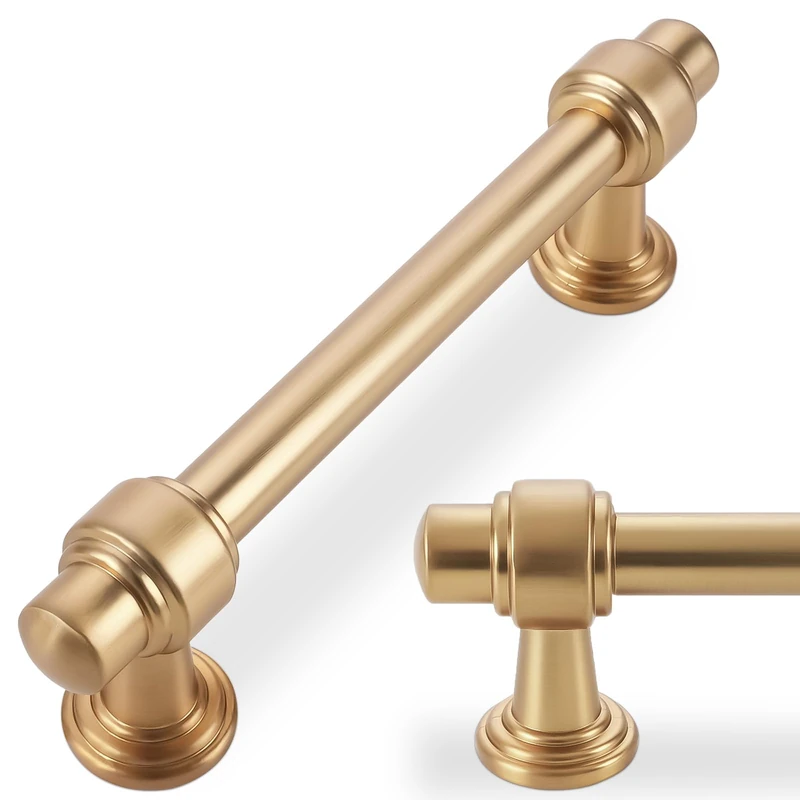 POVEFONK 30 Pack 3-3/4 Inch(96mm) Champagne Bronze Kitchen Cabinet Handles Cabinet Pulls Gold Drawer Pulls Kitchen Cabinet Hardware Handles Dresser Handles