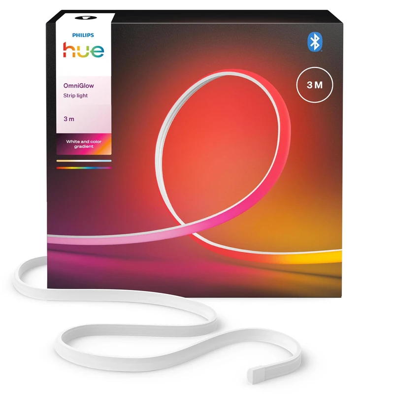 Hue OmniGlow 3-Meter COB LED Strip Light, 2700 lm, Vibrant Color and Ambiance, Flexible Indoor Lighting, Uniform Light, Cuttable, App and Voice Control