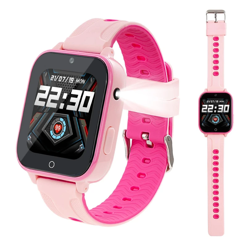 Vnierxful 4G Kids Smart Watch for Boys Girls - GPS Tracker with Video Call,Phone Call, SOS, School Mode, Games， Pedometer,Equipped with WiFi Function, Birthday Gift for Girls 3-12 Years Old (Pink)