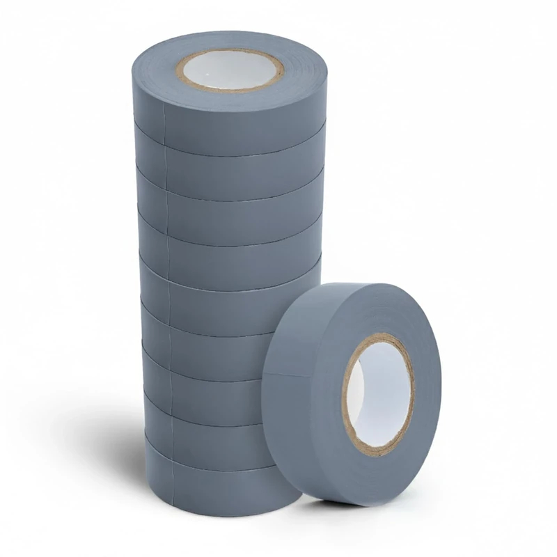 WINSOME Electrical Tape Pack of 10 | 20m X 19mm Waterproof Insulation Tape for Electric Wires & Cables | Strong & Sticky Electrician’s Tape for Preventing Short Circuits (Grey, Pack of 10)