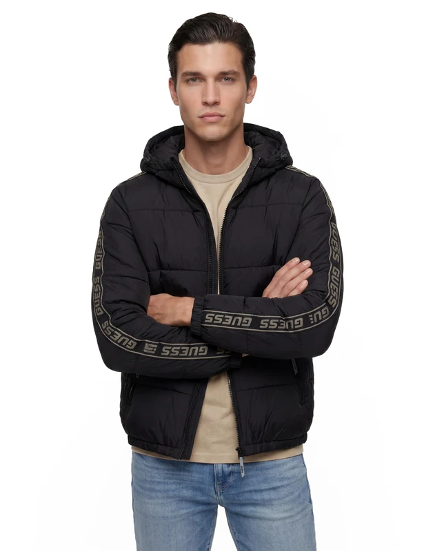 Guess Puffer Jacket Men Arlo Padded Jacket Regular Fit Black