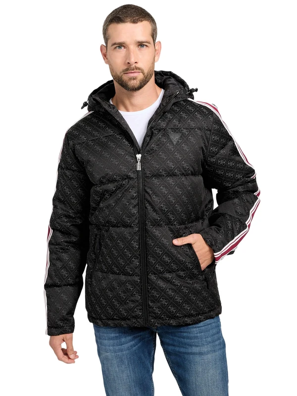 Guess Puffer Jacket Men Fusco 4G Padded Jacket Regular Fit Black