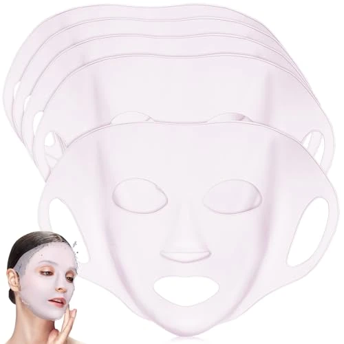 Alipis 5 Pcs Reusable Light Pink Silicone Face Mask Covers Sheet Mask Holder for Women Skincare and Moisturizing Beauty Supplies