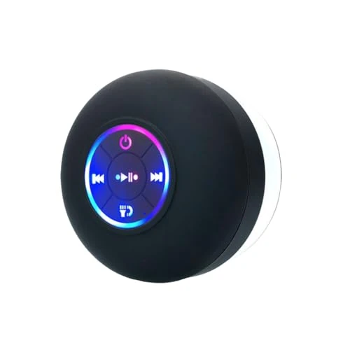 Nihcora Waterproof Mini Bluetooth Speaker with LED Light Suction Cup Mic Loudspeaker for Bathroom, Shower, Pool, Beach