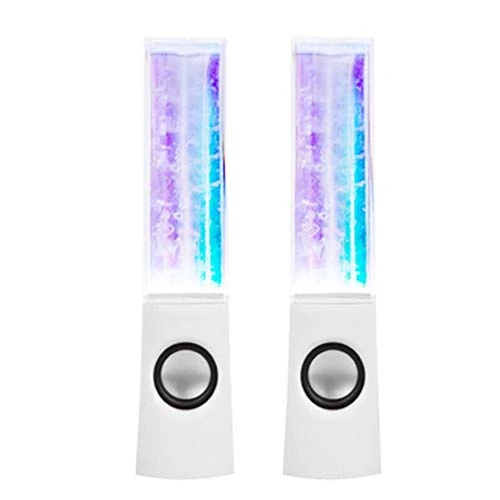 Nihcora 2PCS LED Light Speakers Dancing Water Music Fountain Light for PC Laptop for Phone Portable Desk Stereo Speaker White