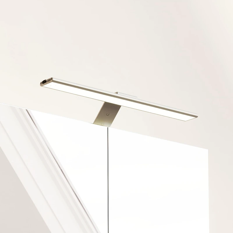 Croydex Stick On LED Bathroom Mirror Light 40cm - Cabinet or Wall Mounted Bathroom Lamp with Dimmable Brightness, Change Colour Temperature and Built-in Timer, Rechargeable Wall Light - Image 1