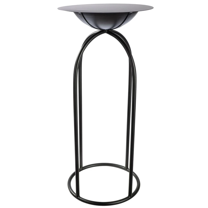 GILDE Decorative Column Bloom Metal Matt Black Height 99 cm x Diameter 35 cm with Pattern Design Decorative Stand - Image 1