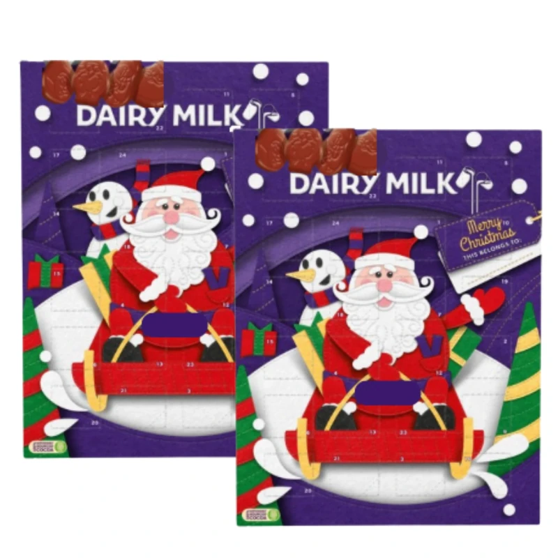 Kids Chocolate Advent 2025-2x Dairy Milk Chocolate Christmas Advent Calendar 90g - Kids Countdown to Christmas with 24 Delicious Chocolates- Boys & Girls - Secret Santa