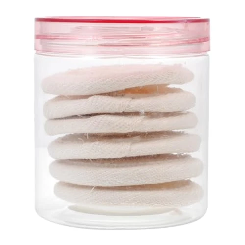 ifundom Reusable Loofah Face Cleaning Pads for Women Round Exfoliating Makeup Remover Puff Gentle Facial Scrubber for Fresh Moisturized Skin Natural Sponge for Daily Skincare and Oil