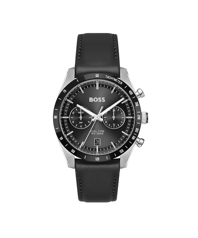 BOSS Analogue Multifunction Quartz Watch for Men TOURMASTER Collection with Black Leather Strap - 1514284