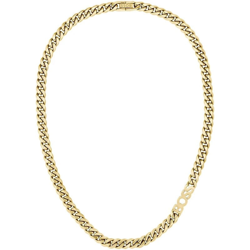 BOSS Jewelry Men's Yellow Gold IP Plated Bold Necklace