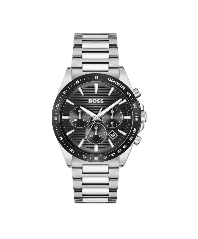 BOSS Chronograph Quartz Watch for Men Strike Chrono - LE Collection with Silver Stainless Steel Bracelet - 1514290
