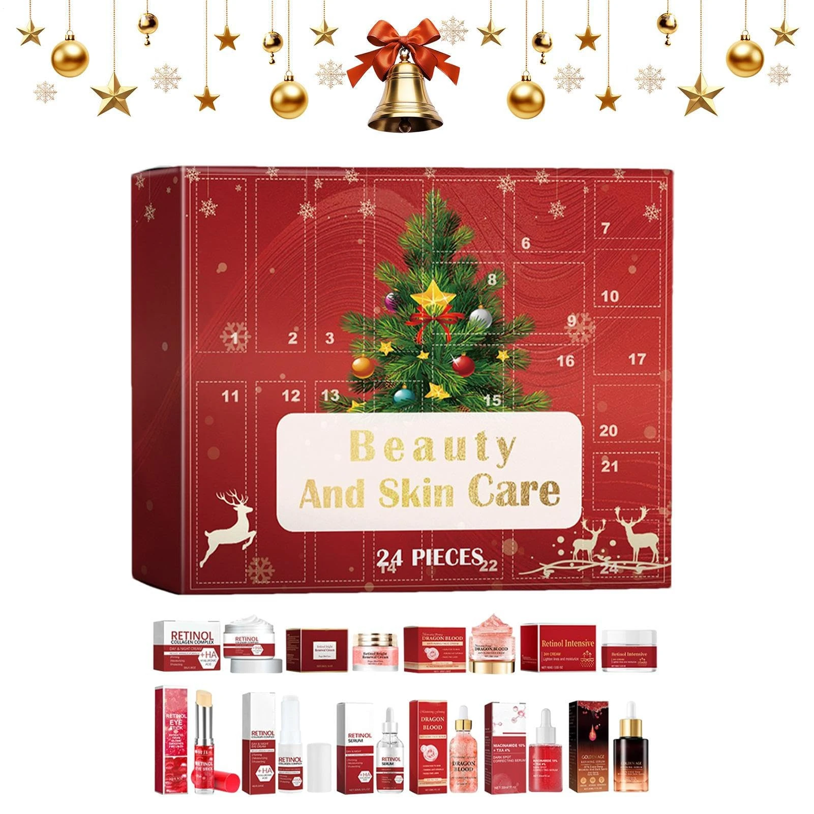 Skincare Advent Calendar,24 Days Advent Calendar 2025 Beauty With Hydrating Lotion And Facial Cream Set, Beauty Cosmetic Present Set For Women Men Spa Bath Body Birthday Christmas