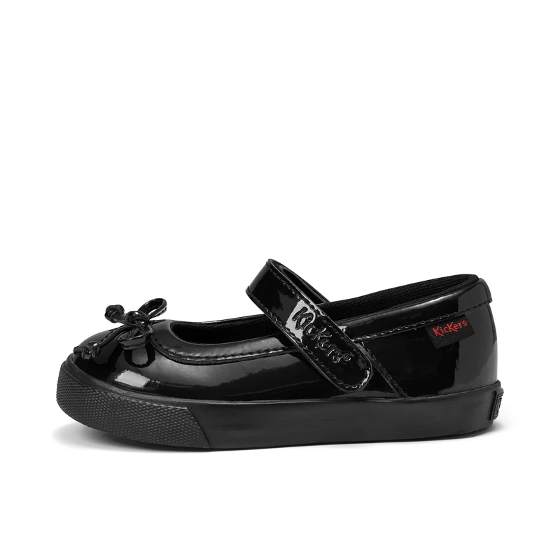 Kickers Girl's Tovni Mary Jane Bow Mary Jane Shoe, Black, 13, UK