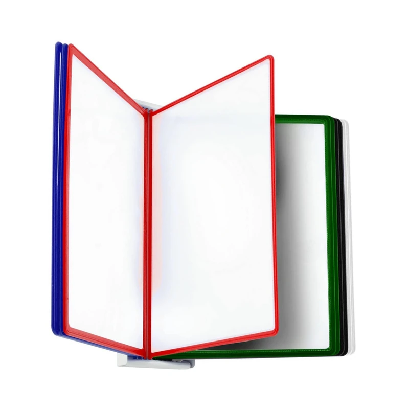 LEVIATAN Wall Display Panel System A4 – 10 Durable Presentation Panels with Metal Wall Mount – Space-Saving Document Display for Office, Warehouse & Production – Multicolor