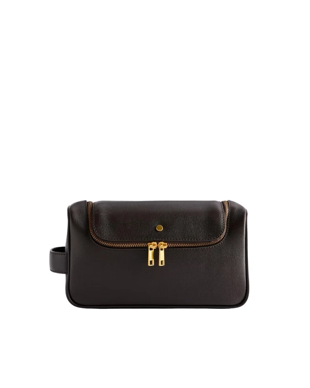 Ted Baker London KALTON-Caviar Texture Leather Washbag, BRN-Choc