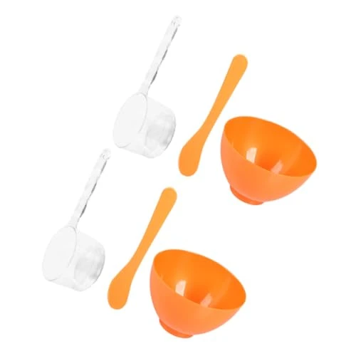 PRETYZOOM 2 Sets Gold DIY Face Mask Bowl with Spatula and Measuring Cup PP Material Facial Mixing Bowls for Home and Salon Easy-clean Flexible Tools for Skincare Mask Preparation