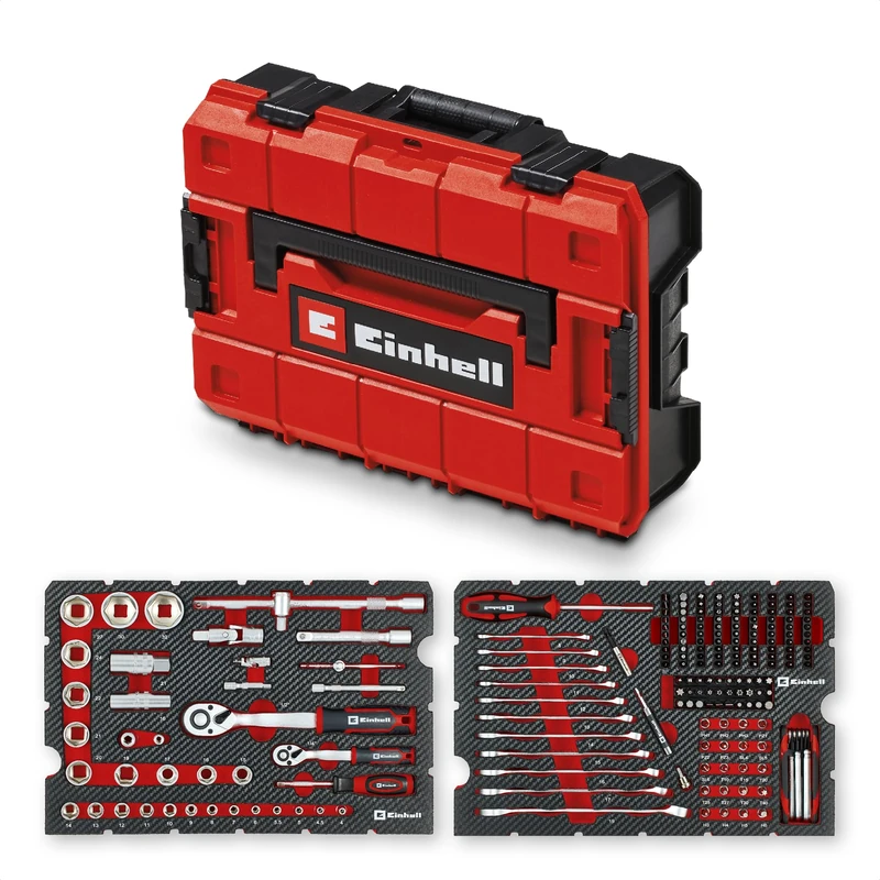 Original Einhell Mechanic Tool Case E-Case 201 pcs (Allrounder, Bit Set, Socket Kit, Ratchets, Wrenches, Storage System)