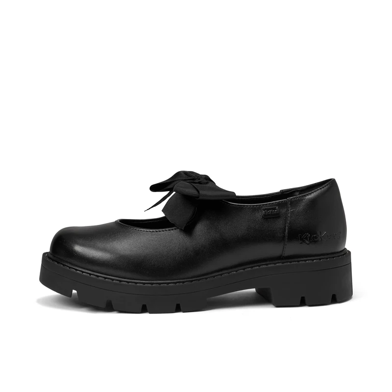 Kickers Girl's Kori Bow Mary Jane Shoe, Black, 4, UK