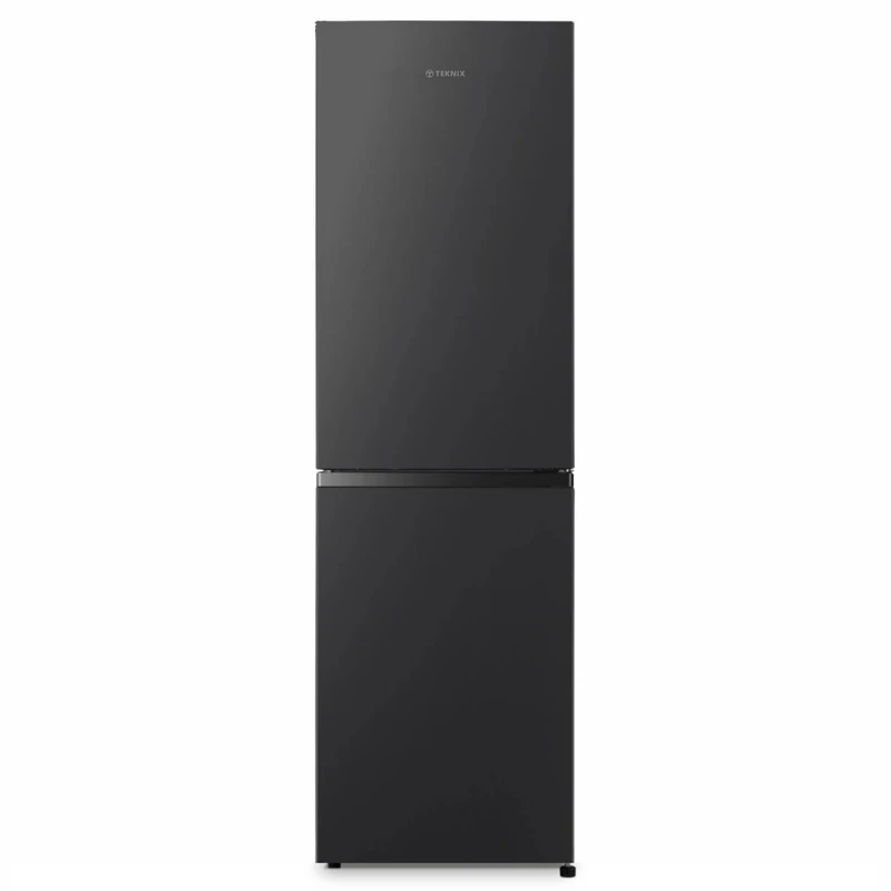 Teknix FFPH1825PB 55cm Freestanding 50/50 Fridge Freezer - 256 Litre Capacity - Frost Free - Black - E Rated, H182.5 x W55 x D56.2 (cm)