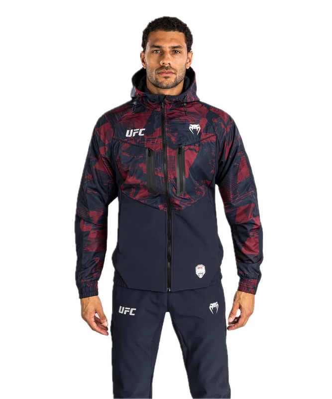 Venum UFC Zenith Men's Navy Blue/Burgundy/Silver Authentic Fight Week Zip Hoodie - L
