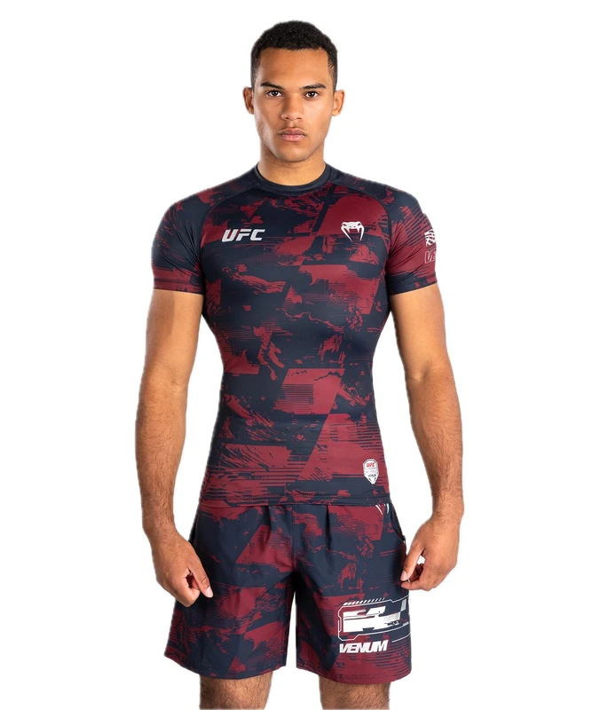 Venum UFC Zenith Men's Navy Blue/Burgundy/Silver Authentic Fight Week Short Sleeve T-Shirt - M