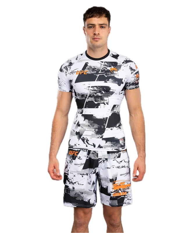 Venum UFC Zenith Men's Black/White/Orange Authentic Fight Week Short Sleeve T-Shirt - L
