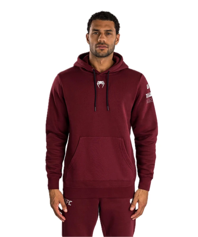 Venum UFC Zenith Men's Burgundy/Silver Authentic Fight Week Plain Version Pullover Hoodie - L