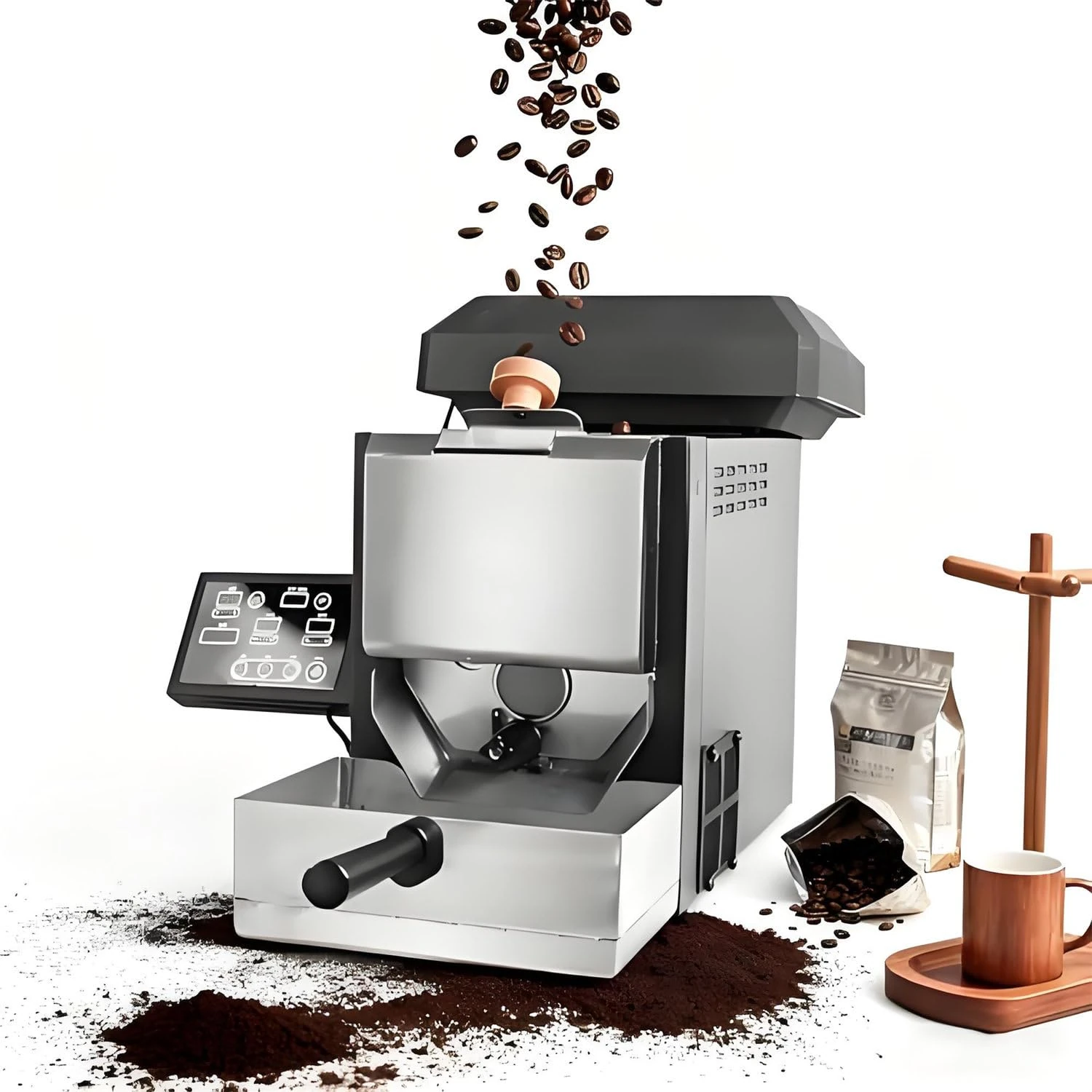 HajMyrdonyx 200g Electric Coffee Roaster, Automatic Roasting, Smart Home Coffee Bean Roaster with Coffee Bean Tray & Smoke Filter, Coffee Roaster Machine Digital Display for Home use