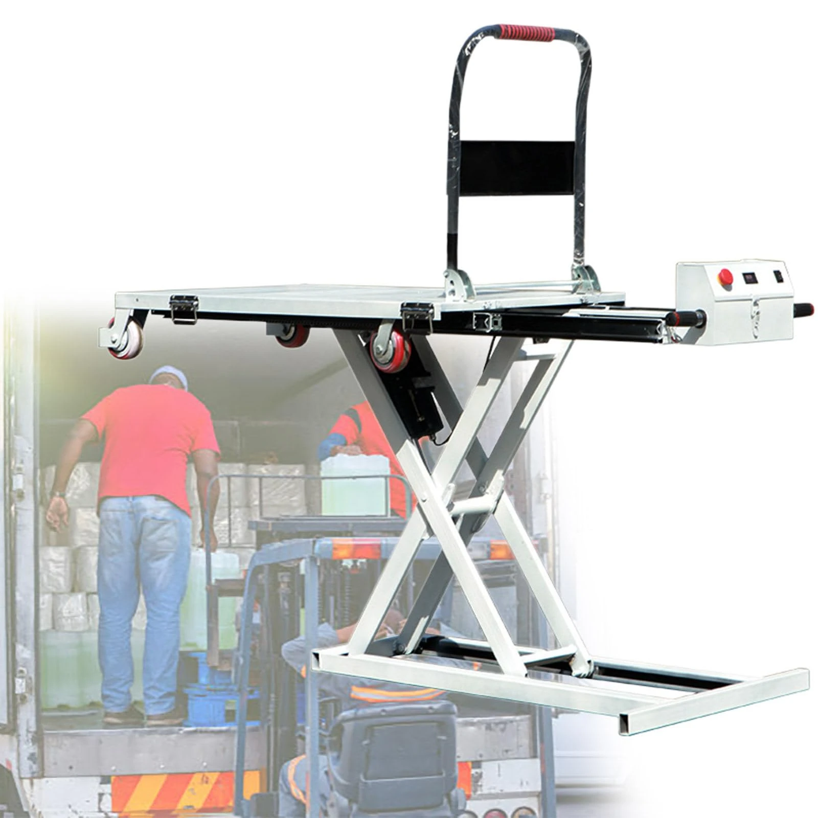 SaryEdge Electric Hydraulic Scissor Lift Table, 270 kg Capacity with 102cm Lifting Height, 4-Wheel Mobile Cart for Efficient Material Handling and Workspace Organization(
