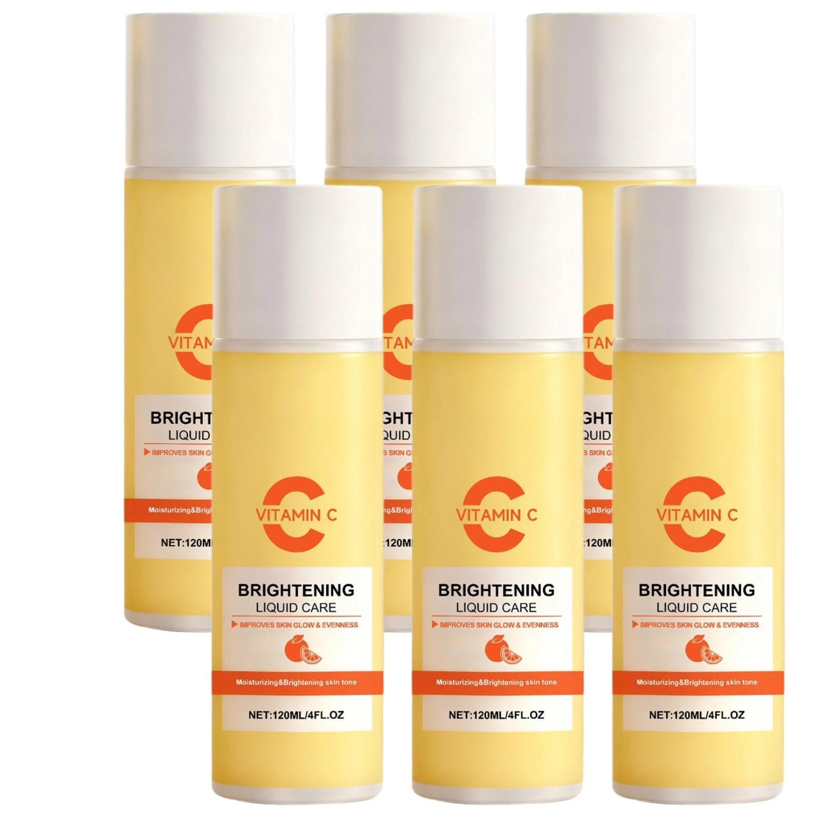 Vitamin C Serum, Brightening Facial Essence for Radiant Skin, Hydrating Liquid Care Face Serum, Moisturizing Glow Toner, Revitalizing Vitamin C Skincare, Improves Skin Tone & Smoothness (6pcs)