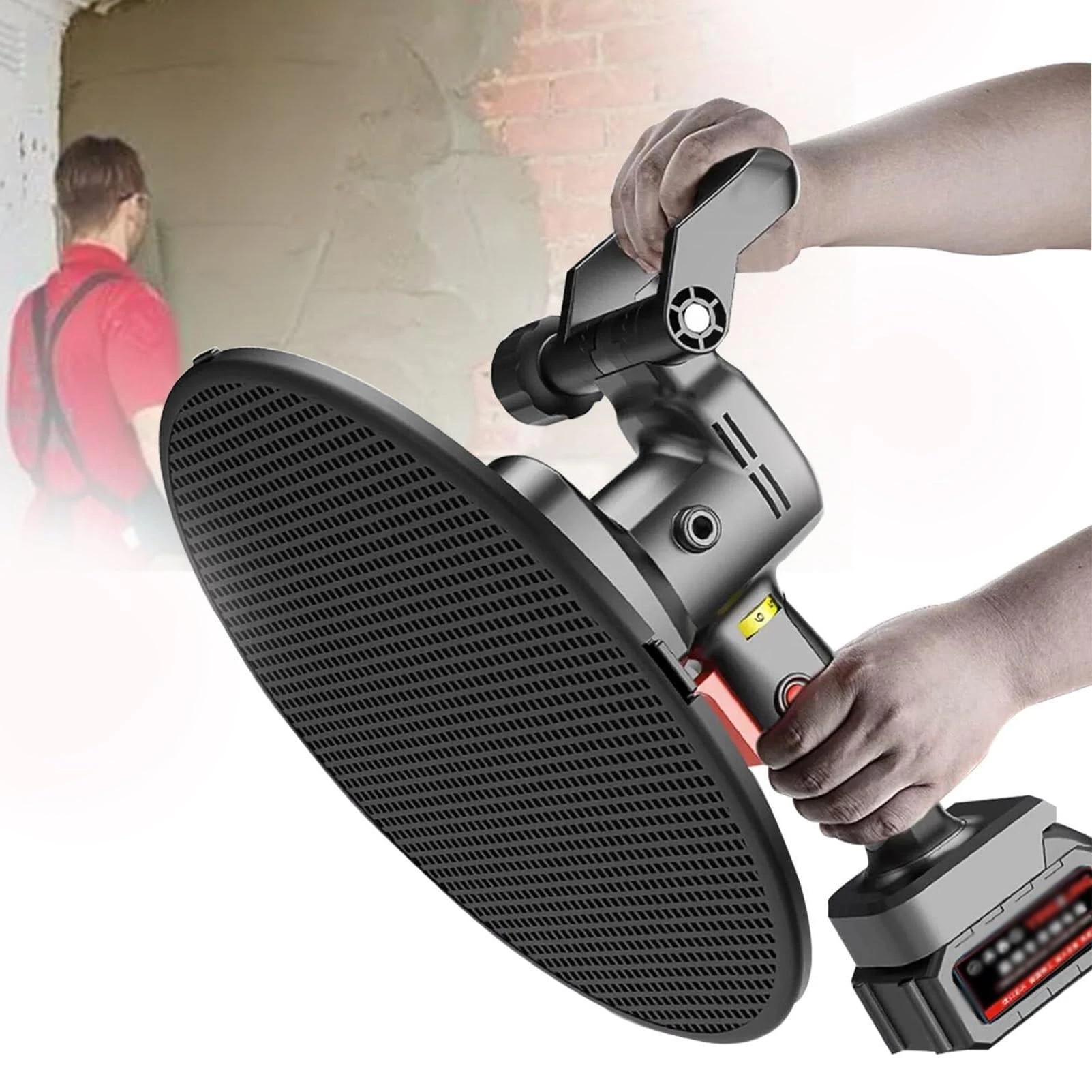 ZHJOPP Handheld Concrete Plasterer, Electric Cement Mortar Trowel, Portable Wall Trowel, Lithium Battery Concrete Mixer, Adjustable Speed