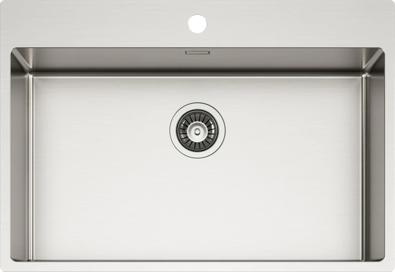 SCHOCK | New Technick Plus N100 XL Kitchen Sink 304 Stainless Steel, 750 x 510 cm, 700 x 400 cm, 1 Bowl Brushed Stainless Steel, Combinable with Mixers, Hobs and Ovens