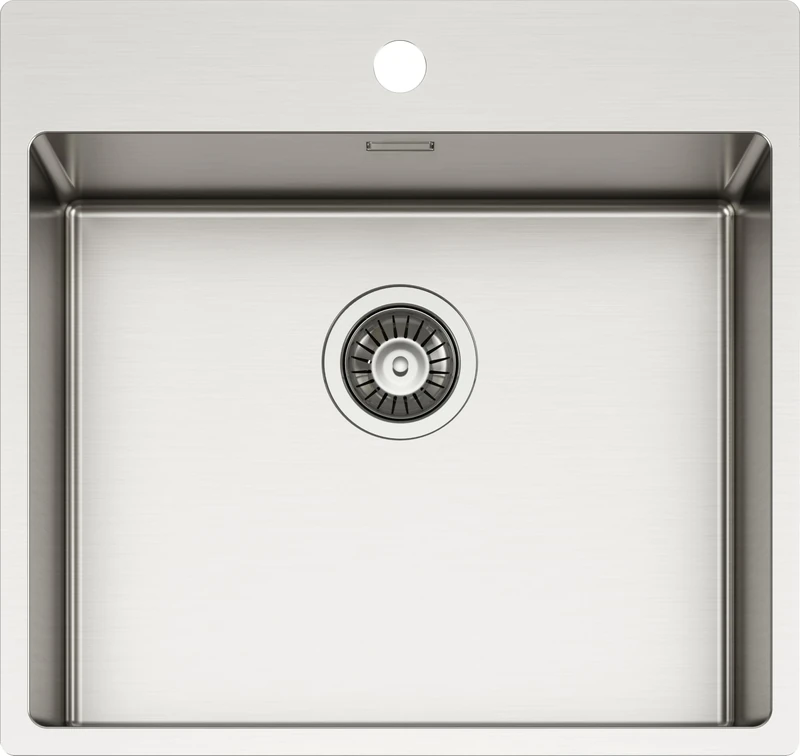 SCHOCK | New Technick Plus N100 L 304 Stainless Steel Kitchen Sink, 550 x 510 cm, 500 x 400 cm, 1 Bowl Brushed Stainless Steel, Combinable with Mixers, Hobs and Ovens