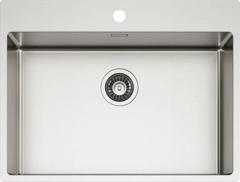 SCHOCK | New Technick Plus N100 2L 304 Stainless Steel Kitchen Sink, 700 x 510 cm, 650 x 400 cm, 1 Bowl Brushed Stainless Steel, Combinable with Mixers, Hobs, Ovens