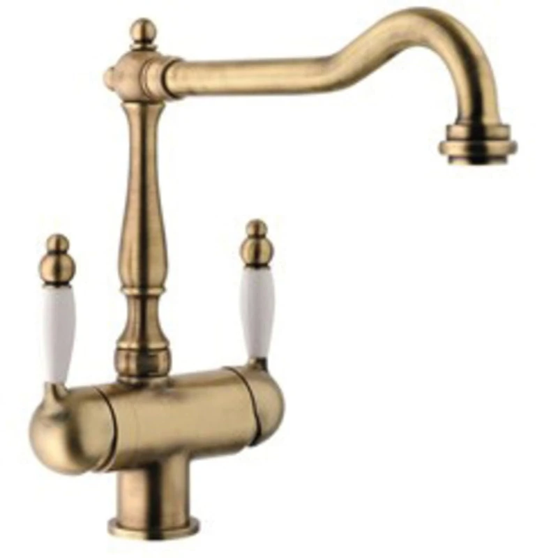SCHOCK Aquapura Style Three-Way Kitchen Mixer Tap for Filtered Water with Separate Inner Spout, 90° Saving, Bronzed Brass, Combinable with Sinks, Made in Italy